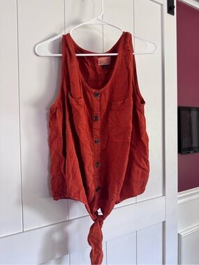 Universal Thread burnt orange tie front blouse